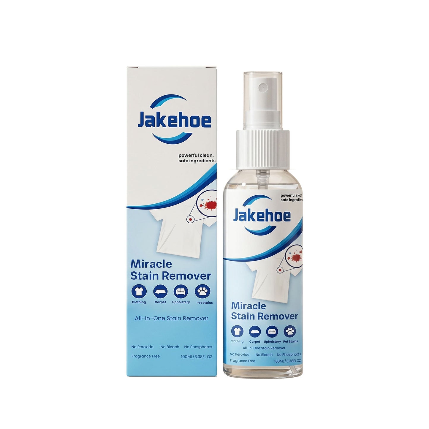 JAKEHOE Stain Remover Spray: Gently cleans stubborn stains on clothes, leaves a pleasant fragrance, and is easy to use.